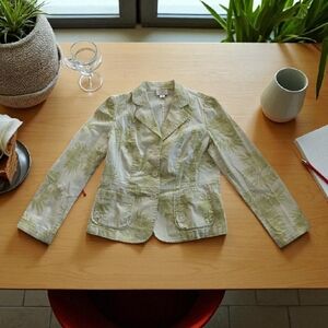 LOFT White And Yellow Patterned Blazer